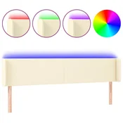 Vidaxl LED posteljno vzglavje krem 183x16x78/88 cm umetno usnje