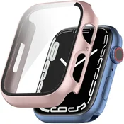 GS Ovitek 2 v 1 + kaljeno steklo za Apple Watch 7/8/9 41 mm, roza zlata