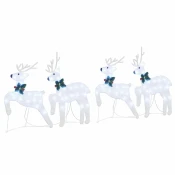 LED Rijecni jeleni 4 pcs Srebrno tkanina