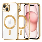 Ovitek Techsuit Luxury Crystal MagSafe za iPhone 15 - zlat