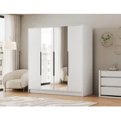 Garderobna omara Lunara 200 cm - bela/črni ročaji