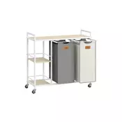 Songmics Košara za perilo 2 predelka 87x33x805 cm bež