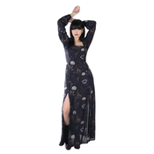 Ženska obleka KILLSTAR - Dusks Garden - Black/Purple - KSRA014166