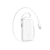 Joyroom Powerbank JR-PR2 10000 mAh 35 W z zvijalnim kablom USB-C in kablom iPhone Lightning – bel