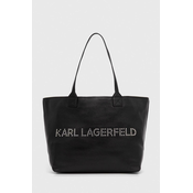 Usnjena torbica Karl Lagerfeld črna barva, 245W3086