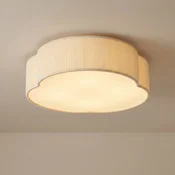 Lindby LED-stropna svetilka Winona, Cord, 48 cm, krem, CCT - Dnevna soba/jedilnica - krem, bela - Tkanine/tekstil