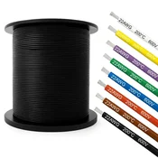 Silikonska žica 22AWG - fleksibilna, izolirana, 8 barv na izbiro, črna