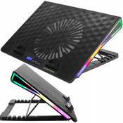 LED RGB igralna LCD hladilna podloga za prenosnik 1x ventilator 2x USB ALIZE