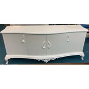 Casa Padrino luxury baroque solid wood sideboard high gloss white - Handmade solid wood cabinet with 4 doors - Luxury baroque furniture - Living room furniture baroque style - Baroque furnishings