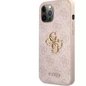 Guess PU 4G kovinski logotip zadnji ovitek za iPhone 12 Pro Max roza