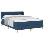 Vidaxl Postelja z vzmetnico z vzmetnico Modra 160 x 200 cm blago