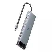TP-LINK USB Type-C HUB, 9-portni, 1xHDMI + 1xLAN + 1xPD 100W + 1xUSB-C, 3xUSB + 2xčitač kartica, UH9120C