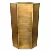 Casa Padrino Luxury Stainless Steel Flower Pot Vintage Brass H. 100.5 cm - Hexagonal Planter