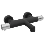 SOLARIS Wall Mounted Bath Mixer Tap, black matt/chrome - Črna mat barva - Sapho - SOLARIS - 72 - Medeninasti - Termostat - Krožni - Vgrajen ročaj - 14