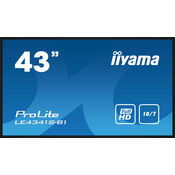 iiyama LE4341S-B1 Signage-Display Digital Beschilderung Flachbildschirm 108 cm (42.5”) LCD 350 cd/m2 Full HD Schwarz 18/