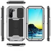 JUST Oklepni ovitek za Samsung Galaxy S22, CamShield Slide, srebrn