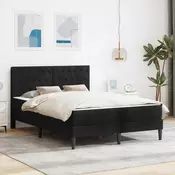 vidaXL Posteljni okvir z vzmetnico z vzglavjem Črna 120 x 200 cm Žamet