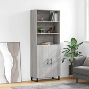 Greatstore Visoka komoda siva sonoma 69,5x34x180 cm inženirski les