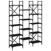 Vidaxl Knjižna polica črna 127,5x28,5x172,5 cm inženirski les