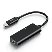 shumee AWEI adapter Lightning na Jack 3,5 mm 2v1, črne barve