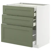 METOD / MAXIMERA Pod.elem.3front/2dnj/1srd/1vis.fiok, bela/Axstad sivozelena, 80x60 cm