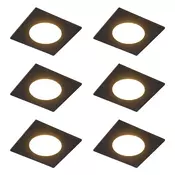Komplet 6 modernih vgradnih reflektorjev črne barve z LED 3-stopenjsko zatemnitvijo IP65 - Simply