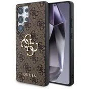 Ovitek Guess ovitek z velikim 4G logotipom in klasičnim logotipom za Samsung Galaxy S25 Ultra rjav (GUHCS25L4GMGBR)