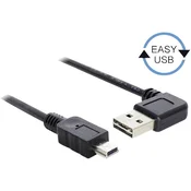 Delock USB 2.0 priključni kabel [1x USB 2.0 - 1x USB 2.0 vtič Mini-B] 1 m črn pozlačeni konektorj