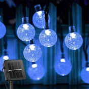 KJB Solarna veriga z okroglimi lučkami 22 m, 200 LED, modra svetloba