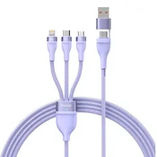 Punjac i podatkovni 100W USB na USB-C/Lightning/Micro-USB kabel Baseus Flash Series 2 - 1.2m - purple