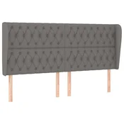 Vidaxl Vzglavje z ušesi temno sivo 203x23x118/128 cm blago