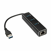 SilverStone SST-EP04 3-Port USB 3.0 Hub mit Gigabit Ethernet - schwarz SST-EP04