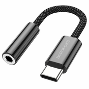 BOROFONE ADAPTER BV15 AUDIO - TIP C V JACK 3,5 MM - ČRNI (DAC)