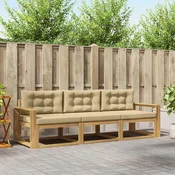 Set vanjskih sofa s jastukom 3 pcs Bijela i bež Poliester