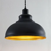 Lindby Vintage viseča luč Albertine, kovina, črna - Dnevna soba/jedilnica - črna, zlata
