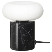 MARKFROST / MOLNART Stona lampa sa sijalicom, crna/mermer crna