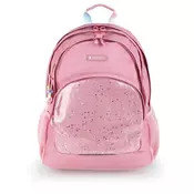 Ruksak, školska torba, s patentnim zatvaračem, GABOL Glam, ružičasta sa šljokicama