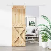 vidaXL Drsna vrata Naravna in bela 80 x 210 cm Trdna borovina