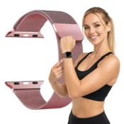 Pašček za Apple Watch 38/40/41/42(s10) kovinski pašček roza barve