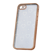 Clear Case silikonski ovitek Hologram za iPhone 7/8/SE 20202 - prozoren s srčki in zlatim robom