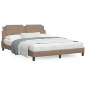 shumee vidaXL Posteljni okvir z LED kapučino 160x200 cm umetno usnje