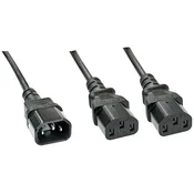 LINDY LINDY tok Y-kabel [1x moški konektor IEC\, C14 - 2x ženski konektor IEC C13\, 10 A] 1.00 m črna, (20414655)