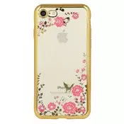 Silikonski ovitek z rožicami za iPhone 6 / 6S-zlat