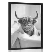Plakat krava v kopalni kadi - 30x45 white
