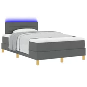 vidaXL LED Box Spring Postelja Temno siva 120 x 190 cm blago
