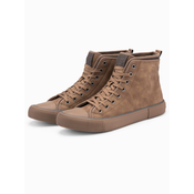 Ombre Mens high-top sneakers with decorative piping - brown