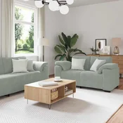 3-dijelni set sofa s jastucima, svijetlo sivi baršun