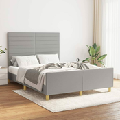 Greatstore Posteljni okvir z vzglavjem svetlo siv 140x200 cm blago