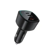 Acefast B18 avtopolnilnik 2x USB-C + USB-A, 200W - črn
