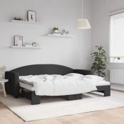Dnevni krevet na razvlacenje crni 80 x 200 cm od tkanine